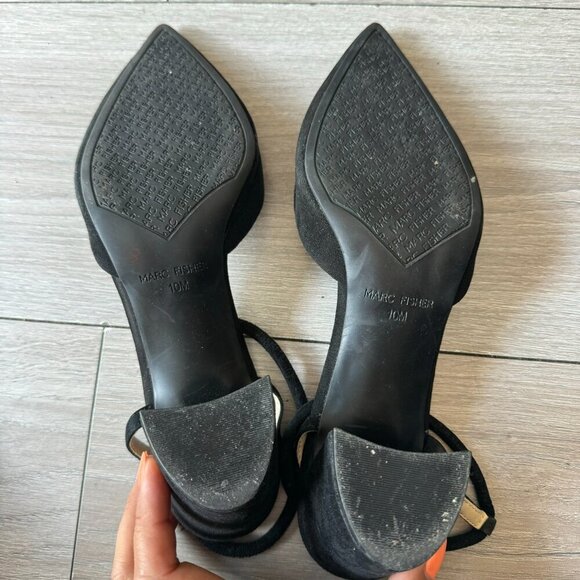 Marc Fisher Womens Size 10 Black Suede Pointed Toe Block Heel Velise Pumps - Picture 6 of 12